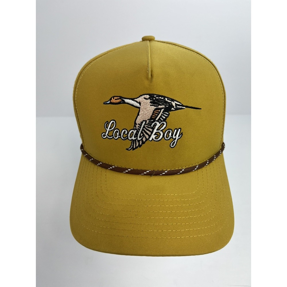 Local Boy Outfitters Snapback Hat Duck Hunting Flying Logo Mustard Yellow Cap